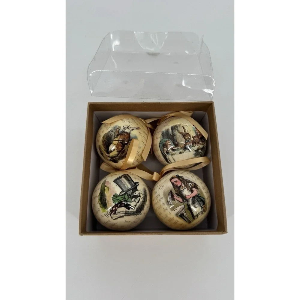 Alice in Wonderland Ornament Set BAM Exclusive 4pc Victorian Storybook Whimsical